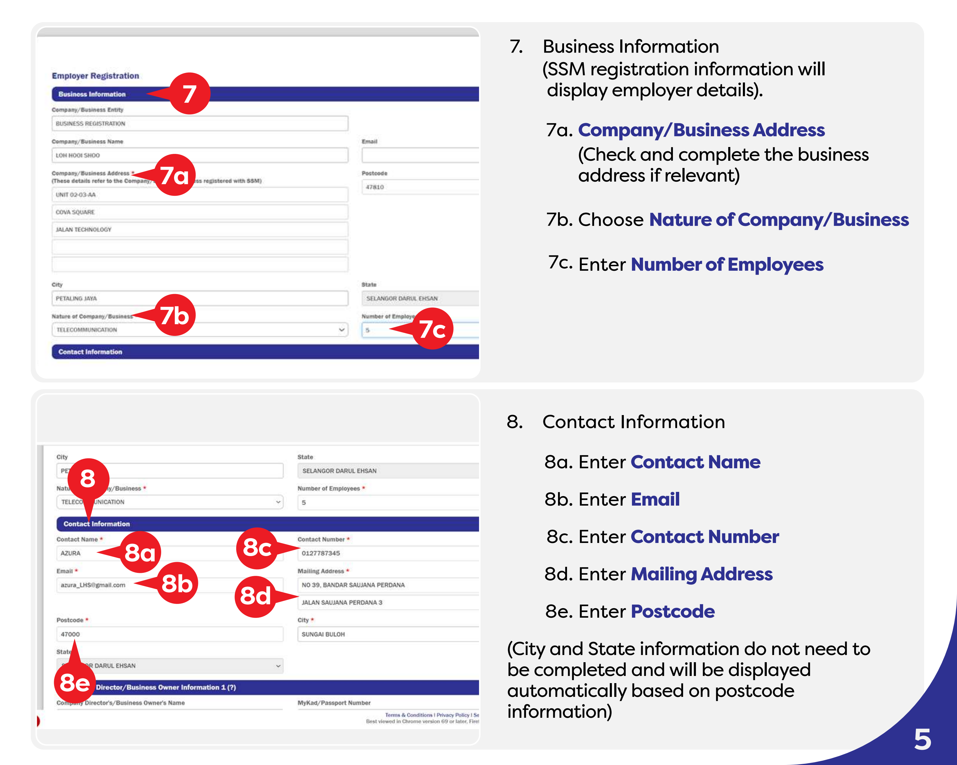 Complete business and contact information